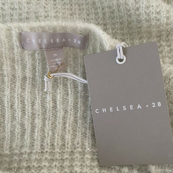 Chelsea28 Womens Rib Metallic Sweater Ballet Neck Long Sleeves Ivory M Medium - Picture 7 of 8